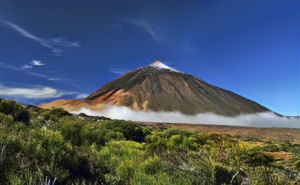 Uitzicht op het bovenste gedeelte van de vulkaan Teide